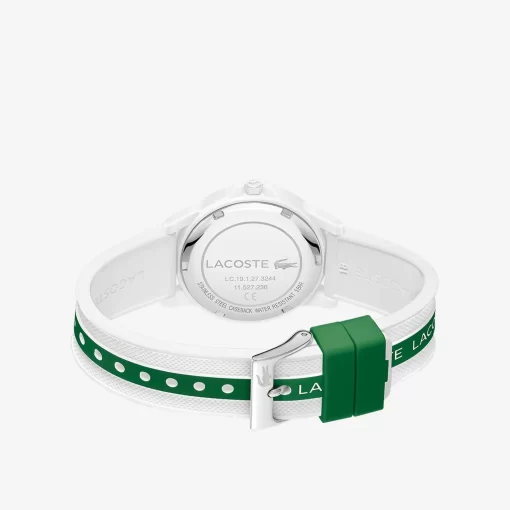 Lacoste Accessories-Rider 3 Hands Watch - White And Green With Silicone Strap