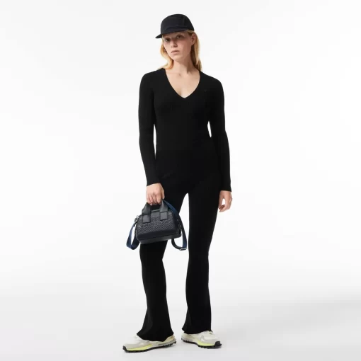 Lacoste Sport Clothing-Seamless Ribbed Knit Flared Leggings