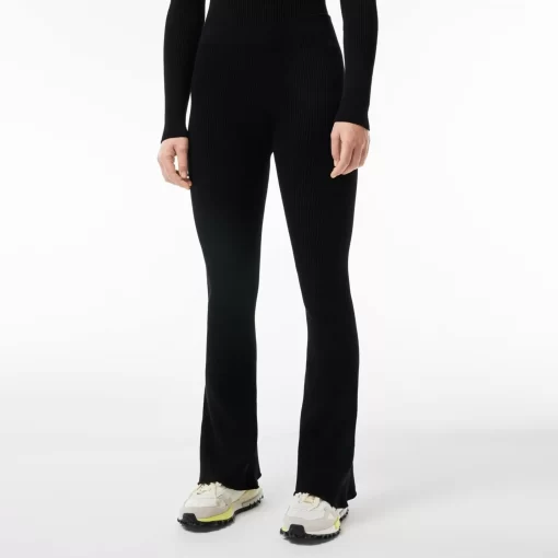 Lacoste Sport Clothing-Seamless Ribbed Knit Flared Leggings