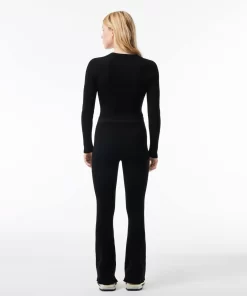 Lacoste Sport Clothing-Seamless Ribbed Knit Flared Leggings