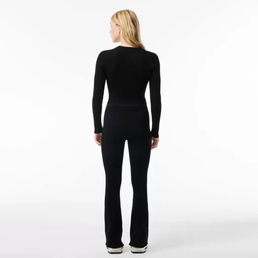 Lacoste Sport Clothing-Seamless Ribbed Knit Flared Leggings