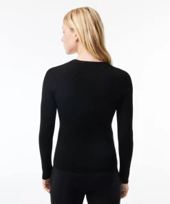 Lacoste Knitwear-Seamless Ribbed V Neck Sweater