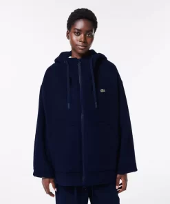 Lacoste Jackets & Coats-Short Oversized Recycled Wool Hooded Coat