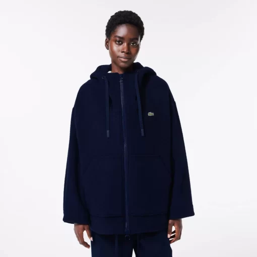 Lacoste Jackets & Coats-Short Oversized Recycled Wool Hooded Coat