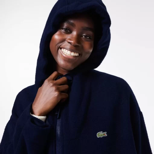 Lacoste Jackets & Coats-Short Oversized Recycled Wool Hooded Coat