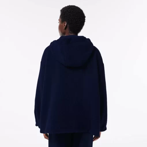 Lacoste Jackets & Coats-Short Oversized Recycled Wool Hooded Coat