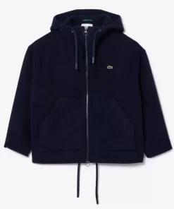 Lacoste Jackets & Coats-Short Oversized Recycled Wool Hooded Coat