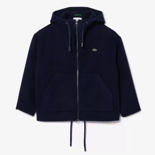 Lacoste Jackets & Coats-Short Oversized Recycled Wool Hooded Coat