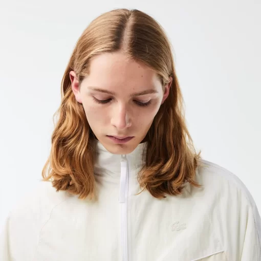 Lacoste Jackets & Coats-Short Oversized Water Resistant Patchwork Sportsuit Jacket