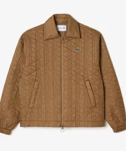 Lacoste Jackets & Coats-Short Padded Zipped Monogram Print Jacket