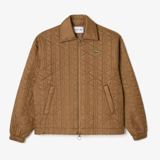 Lacoste Jackets & Coats-Short Padded Zipped Monogram Print Jacket