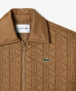 Lacoste Jackets & Coats-Short Padded Zipped Monogram Print Jacket