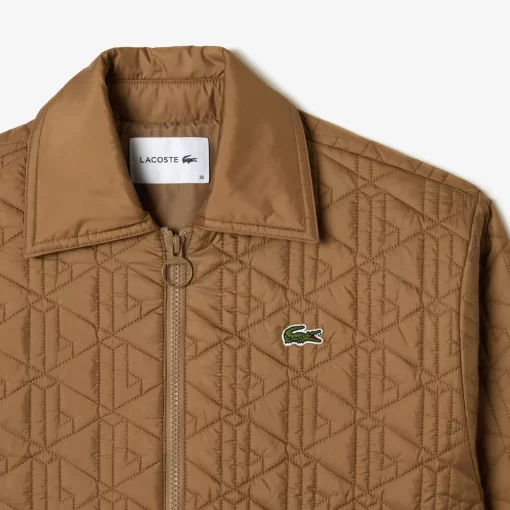 Lacoste Jackets & Coats-Short Padded Zipped Monogram Print Jacket