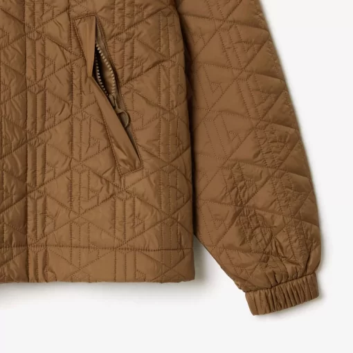 Lacoste Jackets & Coats-Short Padded Zipped Monogram Print Jacket