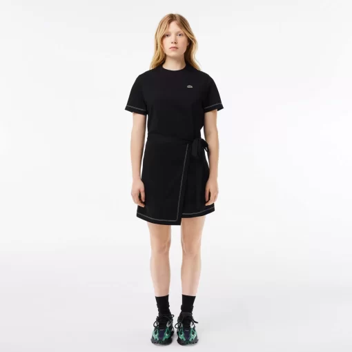 Lacoste Dresses & Skirts-Short Sleeved Contrast Trim Oversized Jersey Dress