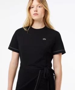 Lacoste Dresses & Skirts-Short Sleeved Contrast Trim Oversized Jersey Dress