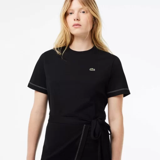 Lacoste Dresses & Skirts-Short Sleeved Contrast Trim Oversized Jersey Dress