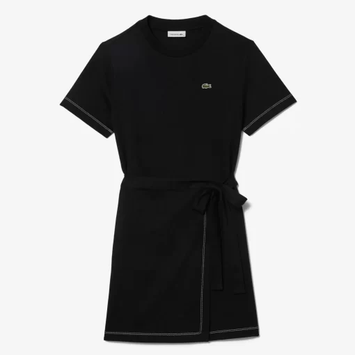 Lacoste Dresses & Skirts-Short Sleeved Contrast Trim Oversized Jersey Dress