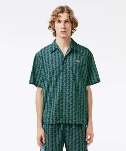 Lacoste Shirts-Short Sleeved Monogram Print Shirt