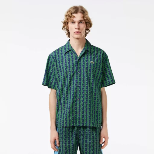 Lacoste Shirts-Short Sleeved Monogram Print Shirt