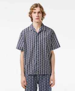 Lacoste Shirts-Short Sleeved Monogram Print Shirt