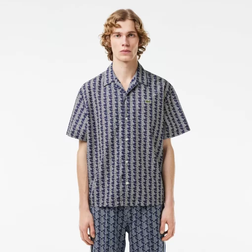 Lacoste Shirts-Short Sleeved Monogram Print Shirt