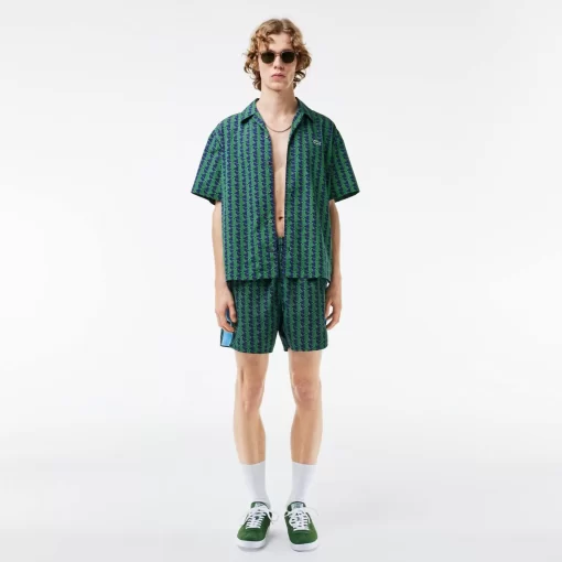 Lacoste Shirts-Short Sleeved Monogram Print Shirt