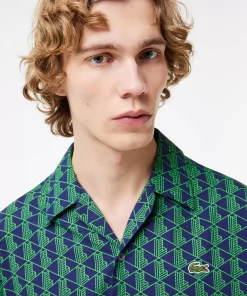 Lacoste Shirts-Short Sleeved Monogram Print Shirt