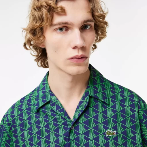 Lacoste Shirts-Short Sleeved Monogram Print Shirt