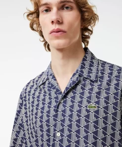 Lacoste Shirts-Short Sleeved Monogram Print Shirt