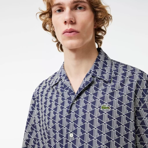 Lacoste Shirts-Short Sleeved Monogram Print Shirt