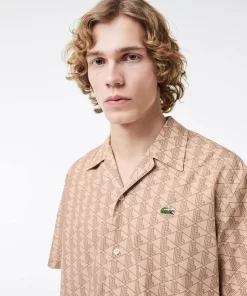 Lacoste Shirts-Short Sleeved Monogram Print Shirt