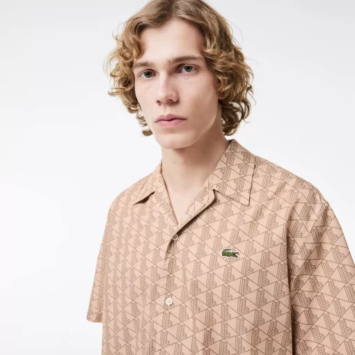 Lacoste Shirts-Short Sleeved Monogram Print Shirt