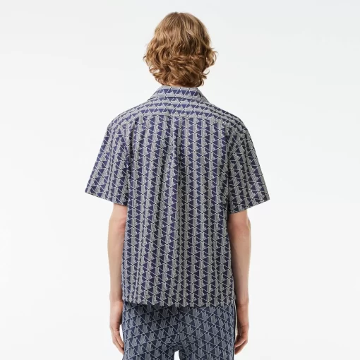 Lacoste Shirts-Short Sleeved Monogram Print Shirt