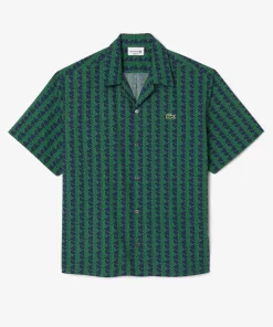 Lacoste Shirts-Short Sleeved Monogram Print Shirt