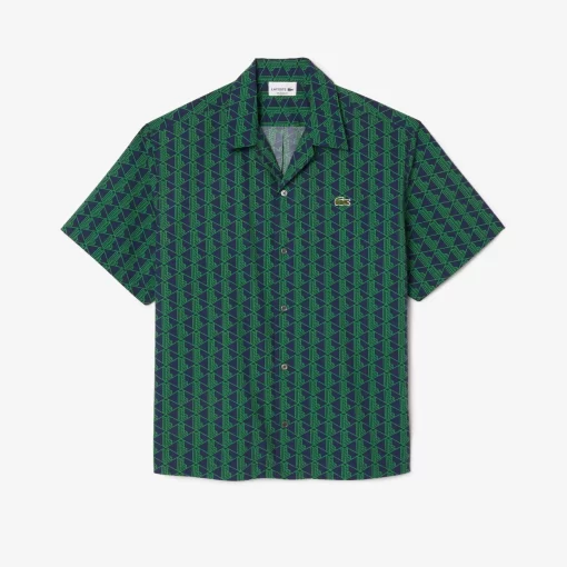 Lacoste Shirts-Short Sleeved Monogram Print Shirt