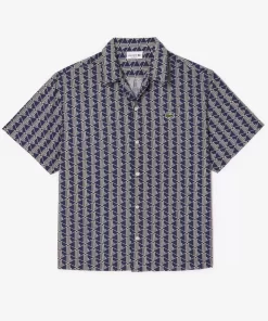 Lacoste Shirts-Short Sleeved Monogram Print Shirt