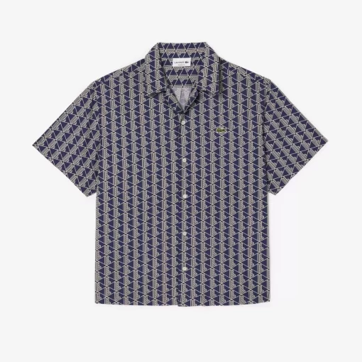 Lacoste Shirts-Short Sleeved Monogram Print Shirt