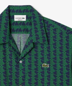 Lacoste Shirts-Short Sleeved Monogram Print Shirt