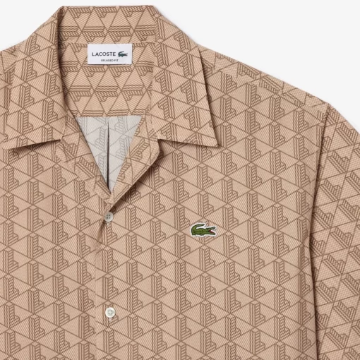 Lacoste Shirts-Short Sleeved Monogram Print Shirt