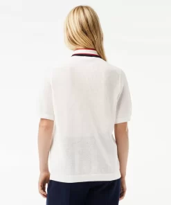 Lacoste Knitwear-Short Sleeved Polo Neck Cotton Sweater