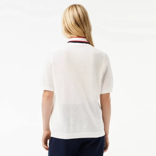 Lacoste Knitwear-Short Sleeved Polo Neck Cotton Sweater