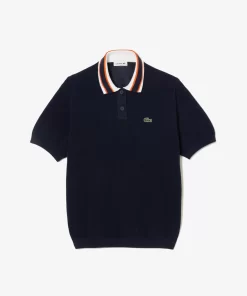 Lacoste Knitwear-Short Sleeved Polo Neck Cotton Sweater