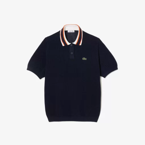 Lacoste Knitwear-Short Sleeved Polo Neck Cotton Sweater