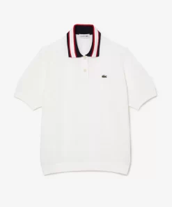 Lacoste Knitwear-Short Sleeved Polo Neck Cotton Sweater