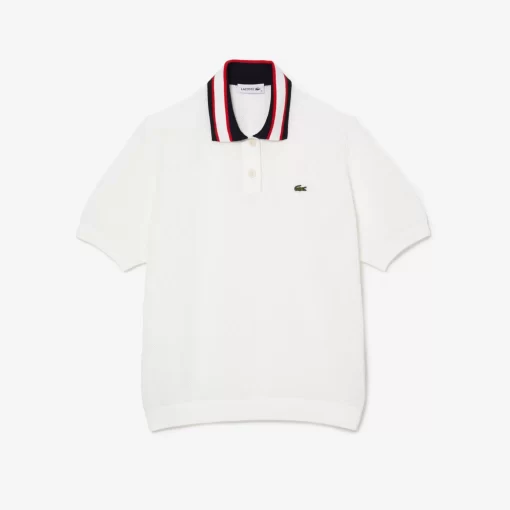 Lacoste Knitwear-Short Sleeved Polo Neck Cotton Sweater