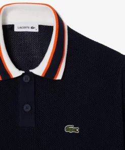 Lacoste Knitwear-Short Sleeved Polo Neck Cotton Sweater