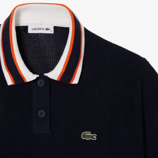 Lacoste Knitwear-Short Sleeved Polo Neck Cotton Sweater