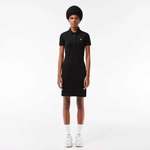 Lacoste Dresses & Skirts-Short Sleeved Slim Fit Ribbed Cotton Dress