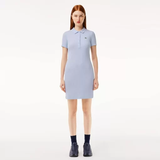 Lacoste Dresses & Skirts-Short Sleeved Slim Fit Ribbed Cotton Dress